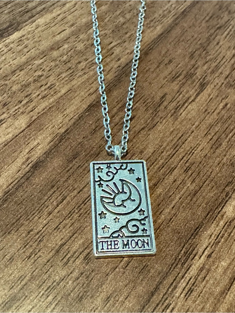 The Moon Rectangular Pendant Necklace in Silver - Women Jewelry